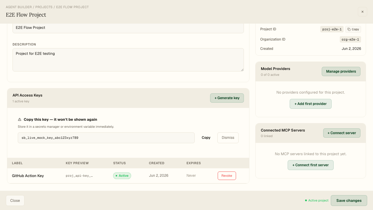 Create project API key and save it